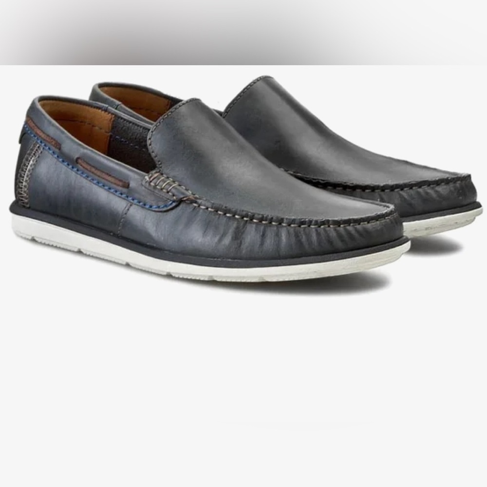 Clarks Kelan Lane Navy Leather Loafers Men’s Size 11 - Picture 3 of 14